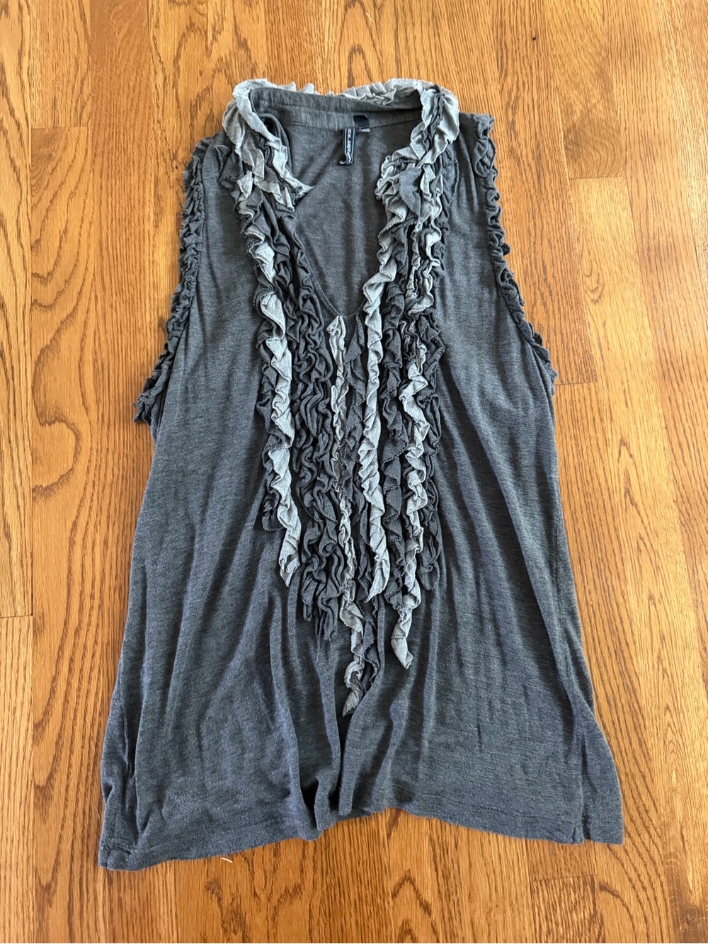 One September Gray Ruffle Tank